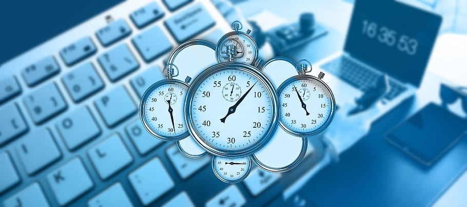 waktu, manajemen waktu, stopwatch, keyboard, komputer, kalkulator, industri, ekonomi, manajemen diri, bisnis