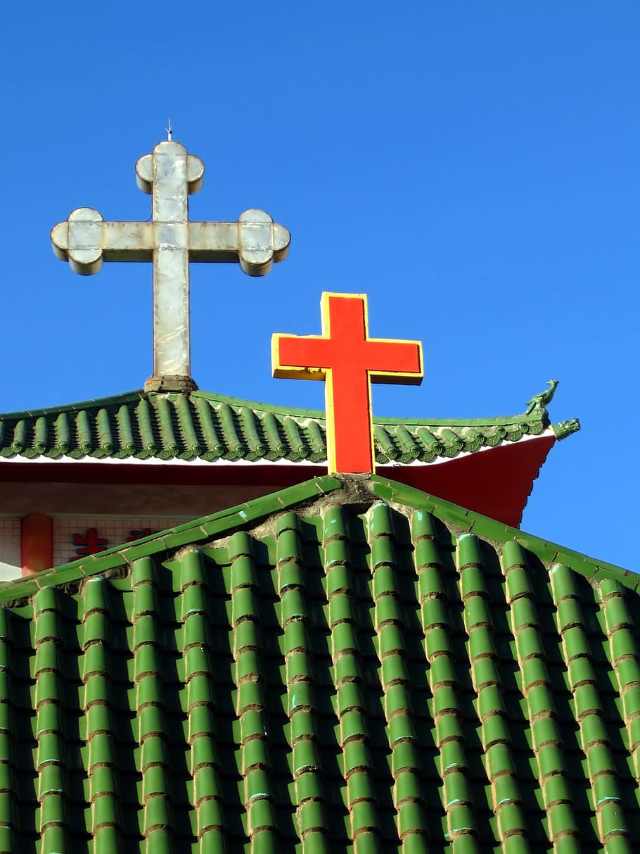 -, construido, estilo chino, Taiwán, iglesia, adoración, religión, dios, cristo, cristianismo