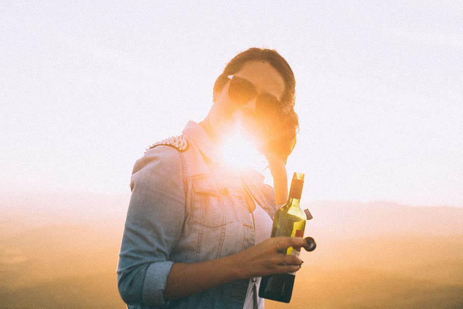 woman, wine, sunglasses, sun flare, lens, red wine, red, people, female, girl