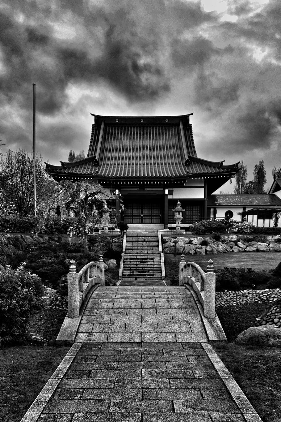 templo, japão, casa, düsseldorf, japonês, cultura, zen, buda, marco, tradicional