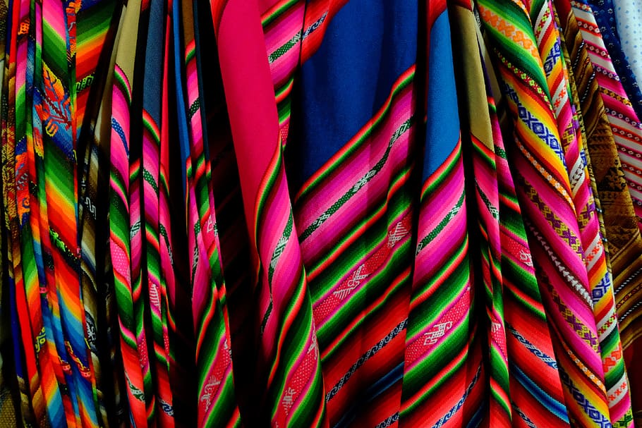 Perú, Bolivia, textil, colores, fondos, multicolores, fotograma completo, patrón, sin gente, primer plano