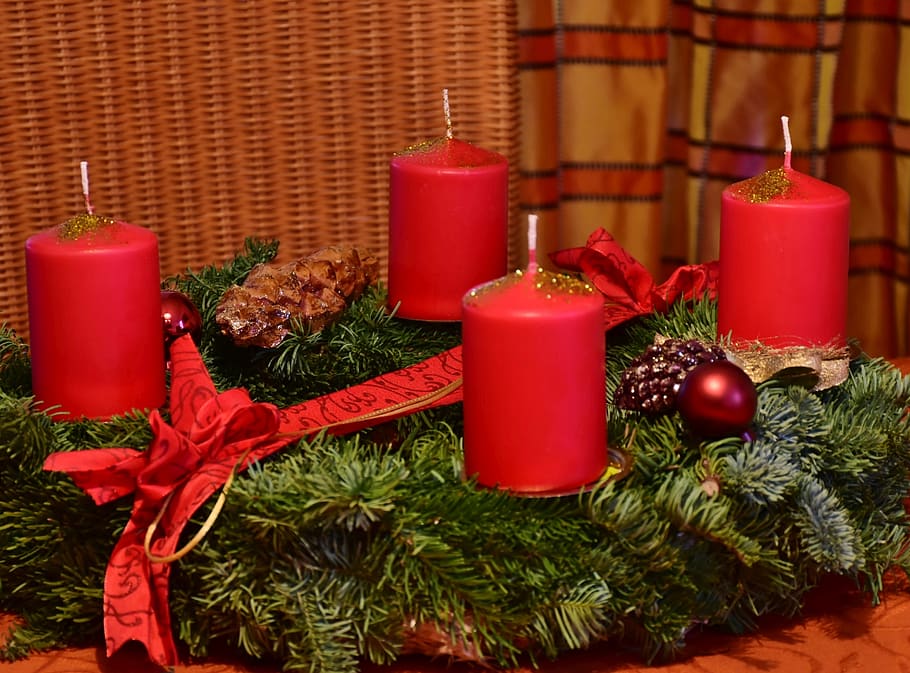 wreath, advent wreath, christmas, advent, decoration, christmas time, candles, before christmas, candlelight, deco