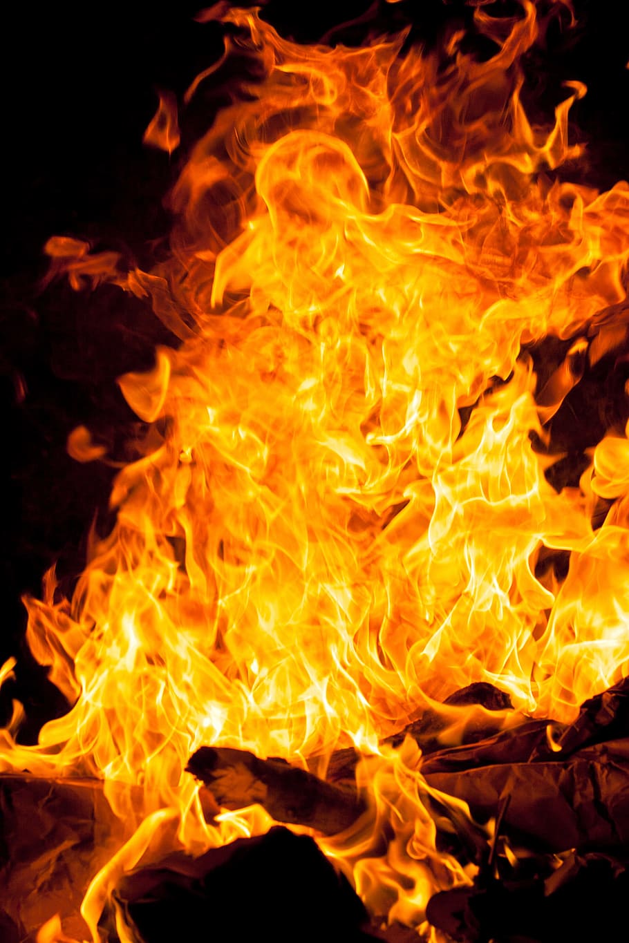 api, perapian, neraka, gerakan, hitam, pembakaran, fenomena alam - api, panas - suhu, warna oranye, kuning