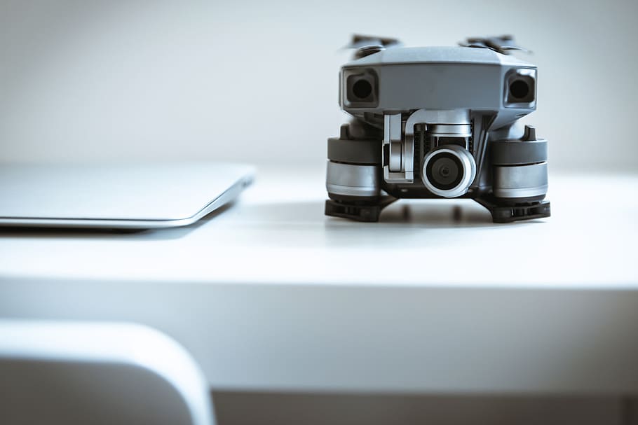 modern, drone, camera, white, table, office, technology, wireless technology, indoors, photography themes