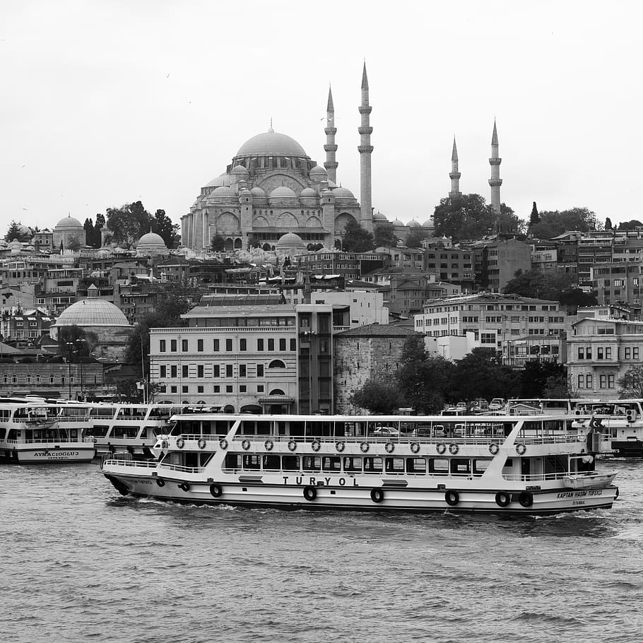 boat, river, bosphorus, turkey, tourism, travel, mosque, buildings, istanbul, building exterior