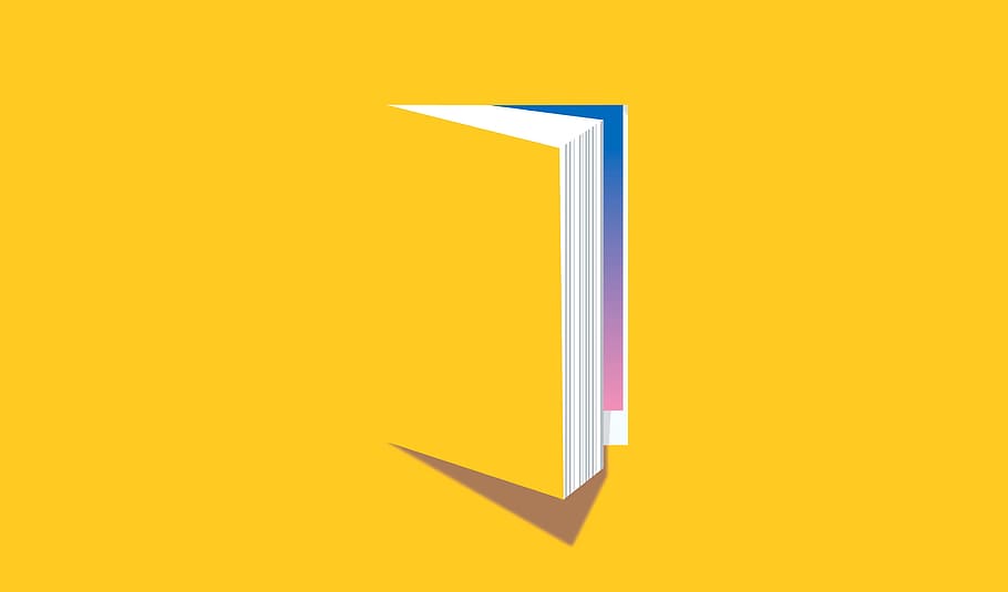 open, book, -, knowledge, reading concept, yellow, background, education, graduation, icon
