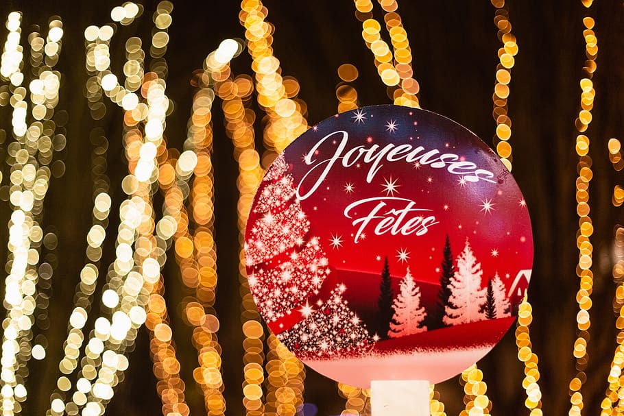 joyeusesfêtes, christmas, bokeh, decoration, magic, brilliant, flicker, text, illuminated, close-up