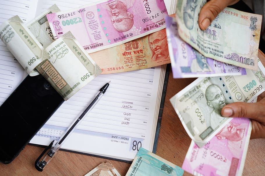índia, rupia, ocupação, moeda indiana, dando, carta - documento, contrato, casa de câmbio, negócios globais, papel