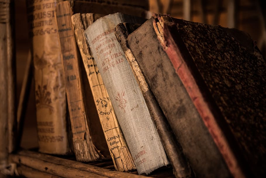 livros, velhos, vintage, biblioteca, leitura, adega, madeira - material, velho, história, comida e bebida