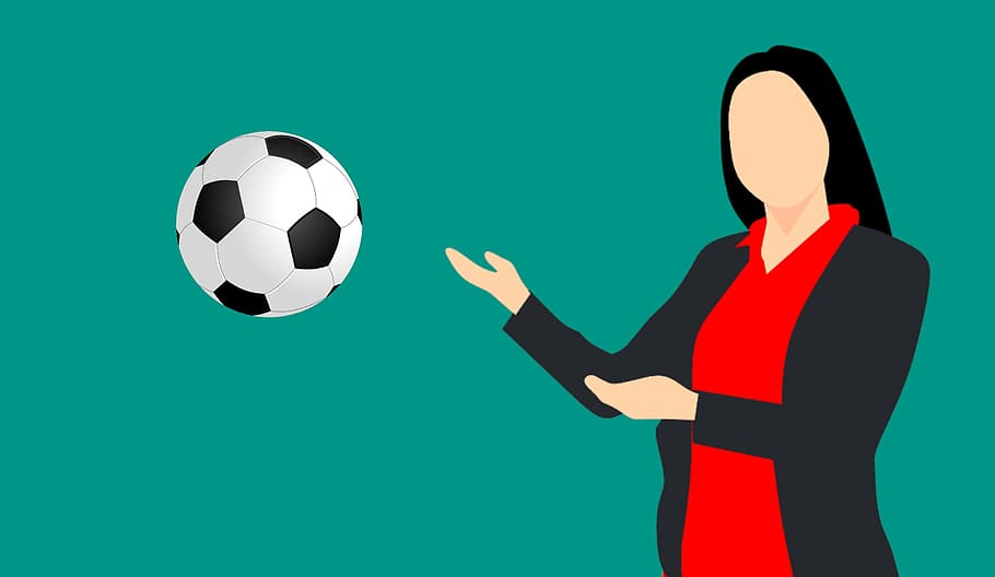 ball, cup, fifa, flag, soccer, woman, presenting, showing, advertisement, advertising