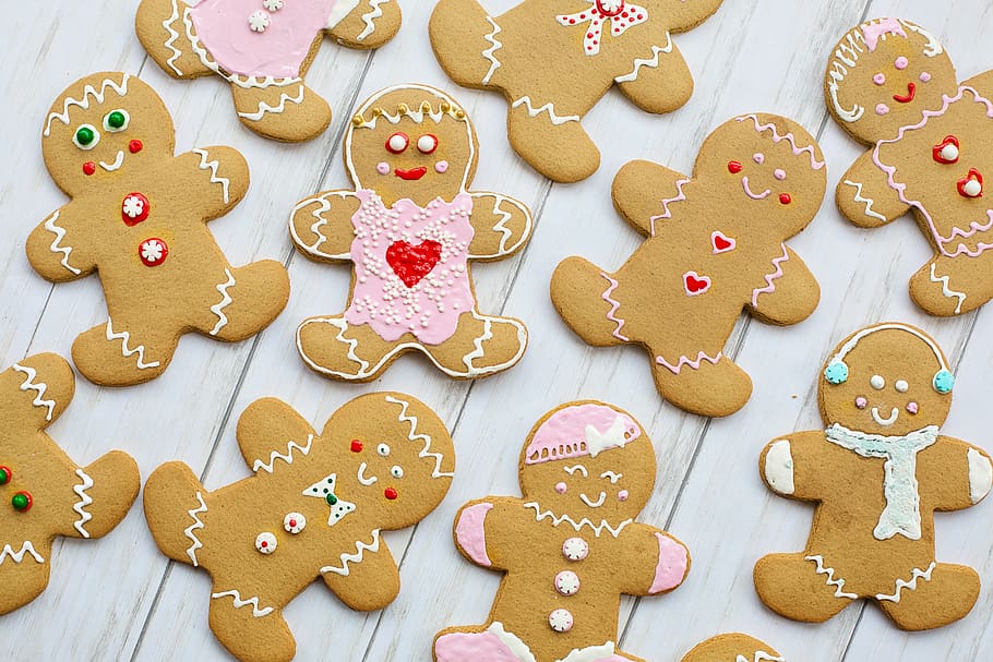 gingerbread men, women, cookies, christmas, valentine's day, pink, flat lay, sweet, food, cookie
