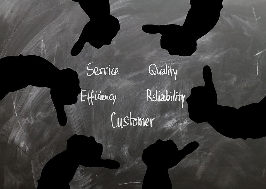 pelanggan, seperti, ibu jari, tinggi, turun, positif, negatif, layanan, kualitas, efisiensi