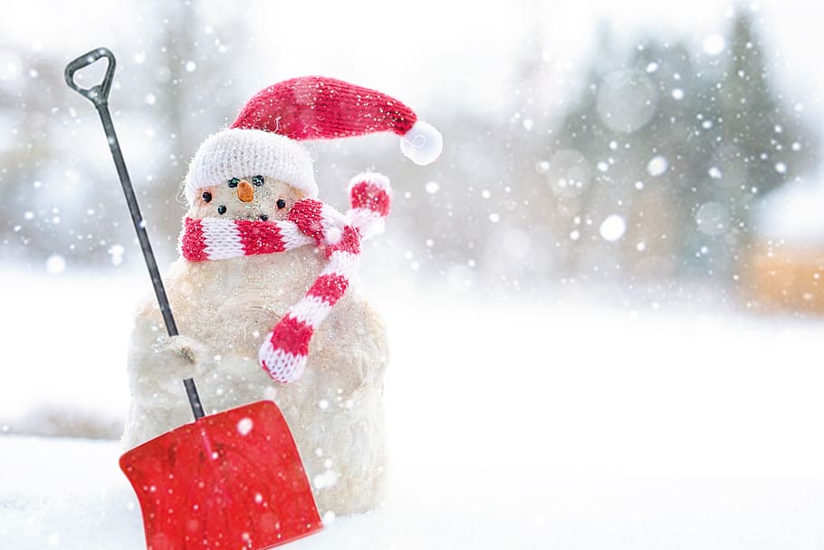 winter, christmas, snow, snowman, season, shovel, snowing, xmas, december, holiday
