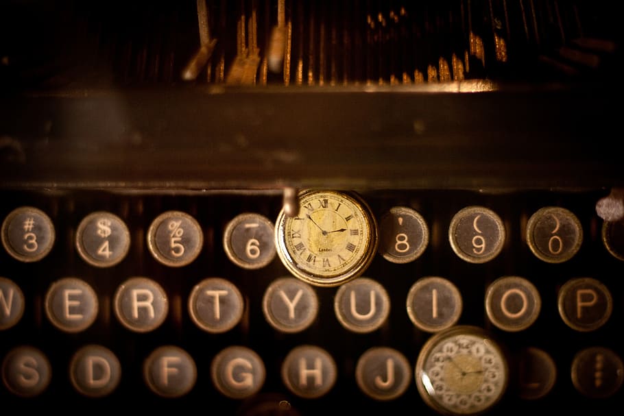 huruf, kunci, mesin tik, retro, vintage, tua, antik, teknologi, teks, jenis