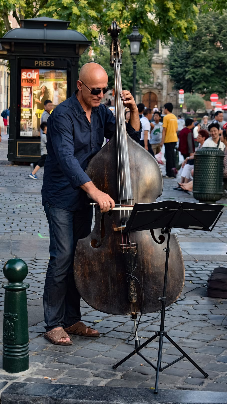 musician, street artist, music, instrument, violoncello, cello, classical music, playing, square, real people