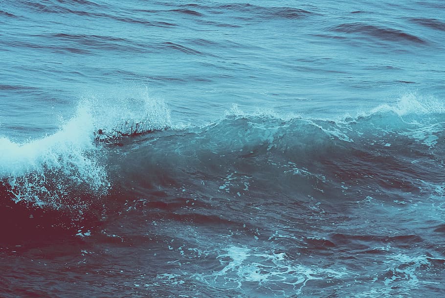 natureza, água, bater, ondas, oceano, azul, mar, movimento, agua, onda