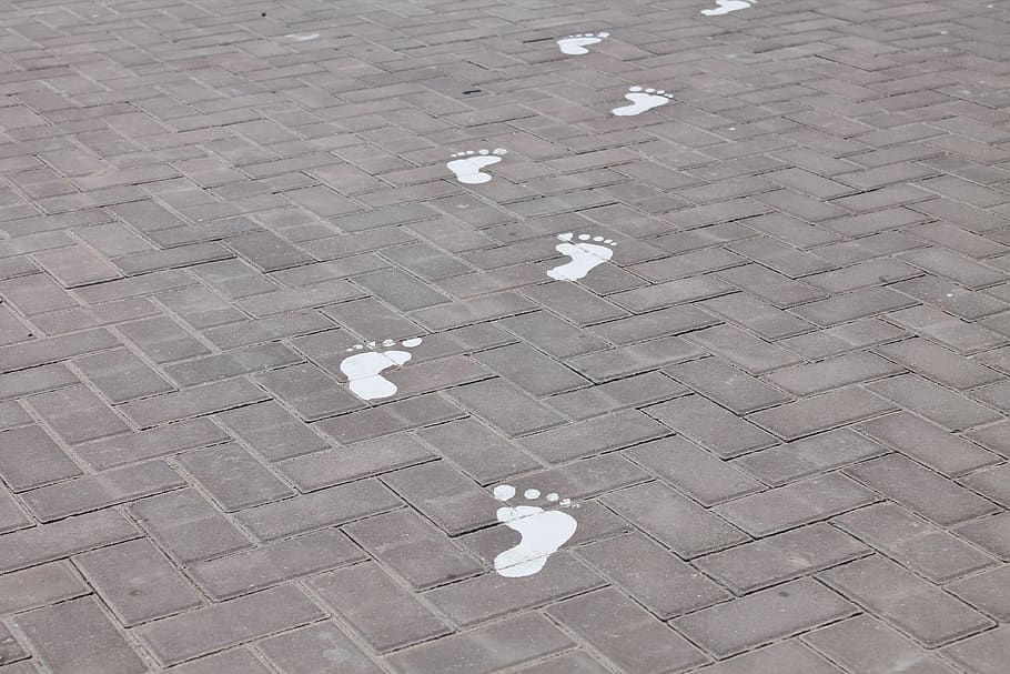 steps, footsteps, footprint, footstep, step, imprint, walking, high angle view, footpath, street