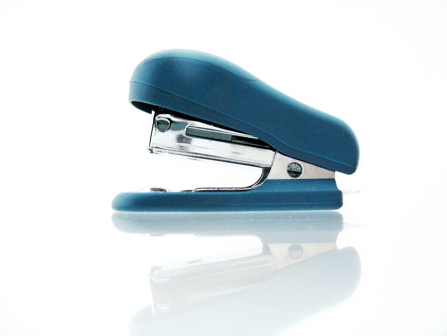 stapler, business, plastic, desktop, closeup, isolated, item, white, tool, connects