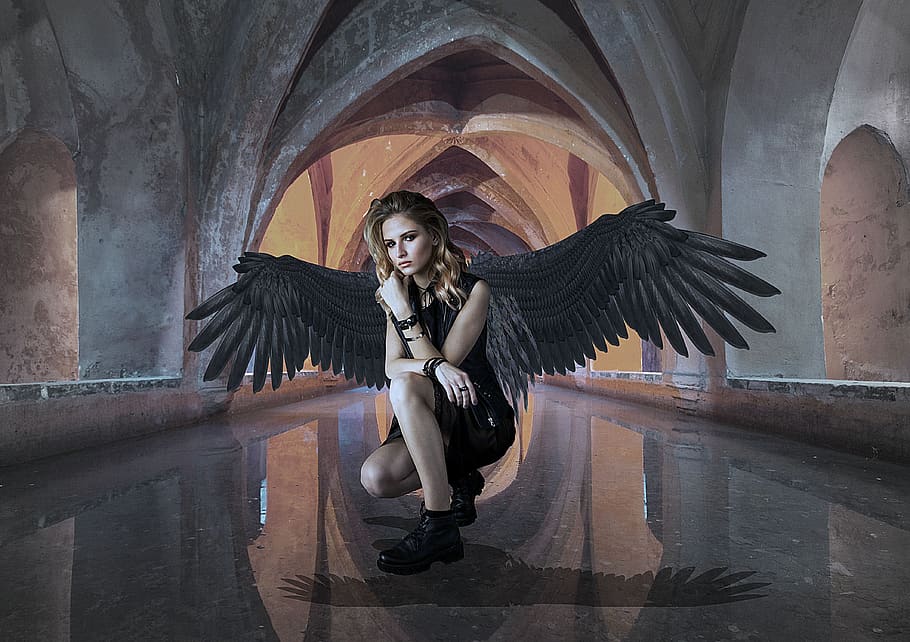 gothic, girl, angel, dark, wings, fantasy, mysterious, darkness, vampire, woman