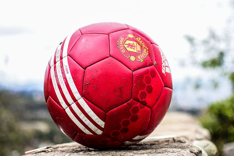 soccer, football, ball, sports, red ball, sport, sphere, soccer ball, close-up, focus on foreground