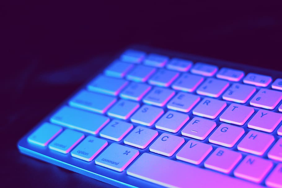 illuminated, keyboard, mac, imac, keys, touch, glow, gradient, studio shot, computer equipment