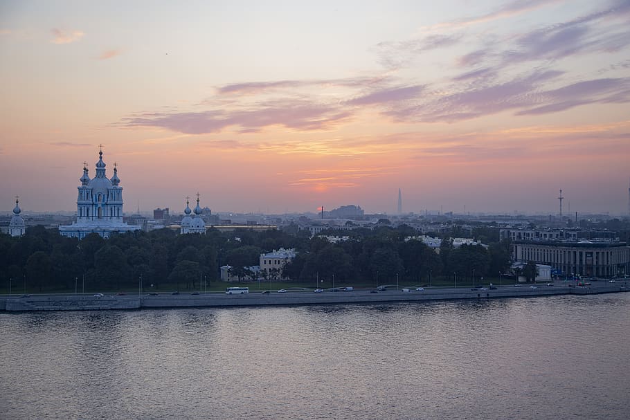 cathedral, sunset, n, church, architecture, city, landscape, building, tower, river