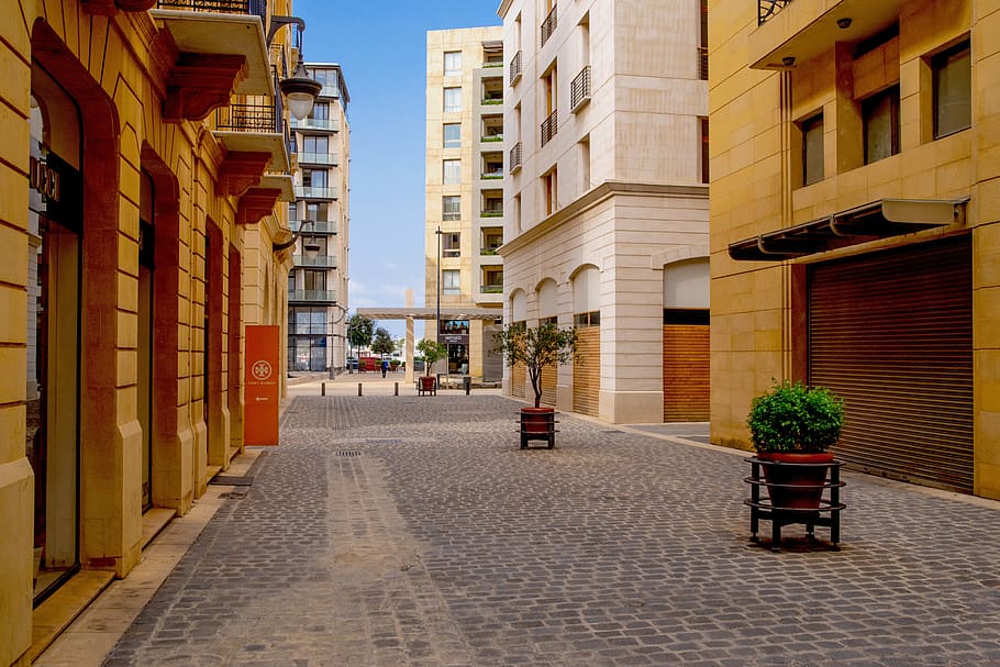 street, pedestrian street, paved, shop, store, beirut, lebanon, building exterior, architecture, built structure