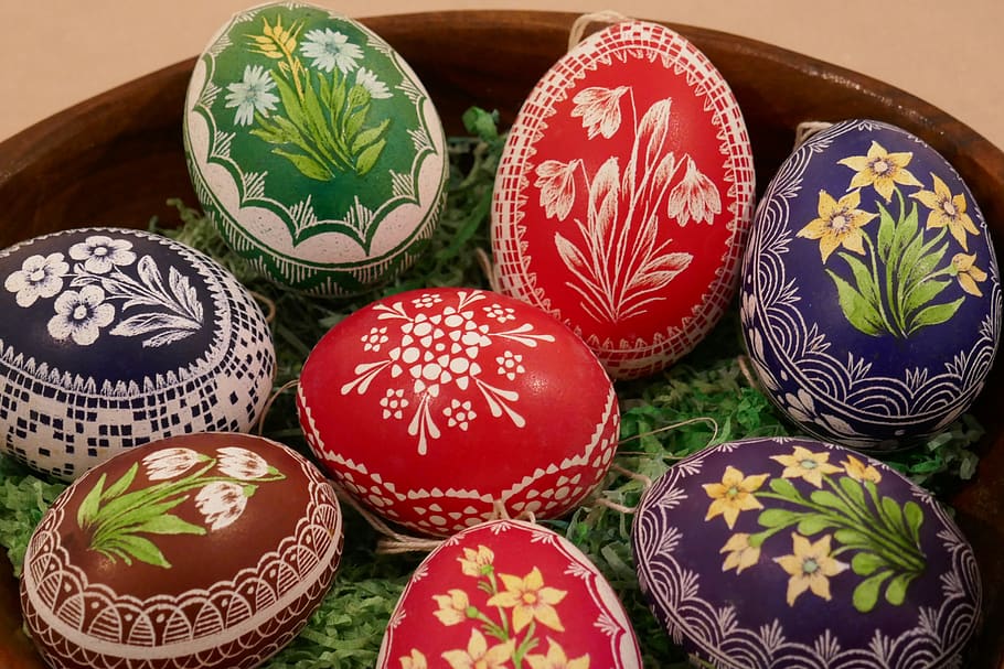 huevo, huevos, pintado, pascua, colorido, decoración, patrón, sin gente, arte y artesanía, vista de ángulo alto