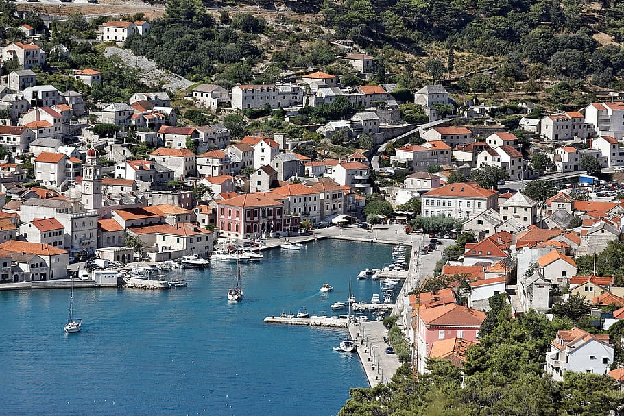 small, town, dalmatia, architecture, europe, croatia, masonry, stone, mediterranean, island