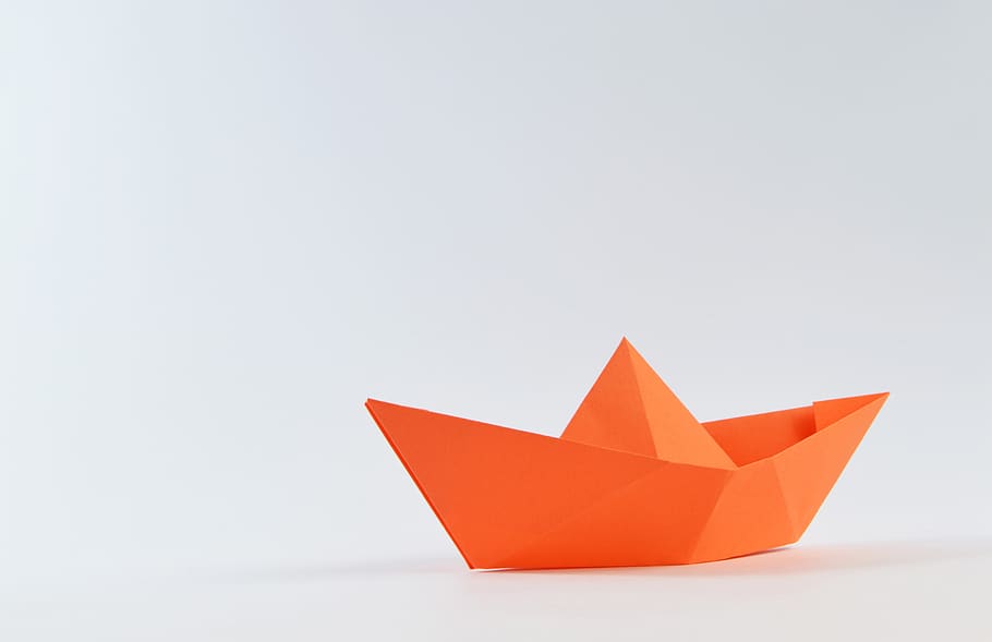 origami, paper, sailing, sailboat, boat, navigation, transport, simplicity, copy space, creativity