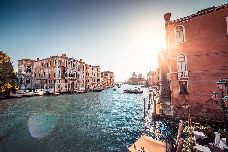 venesia yang indah, italia, arsitektur, perahu, kanal, kanal grande, eropa, gondola, bersejarah, rumah