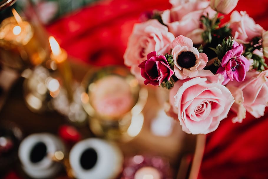romántico, San Valentín, ramos de San Valentín, flores, rosas, amor, romance, floral, rosa, rojo