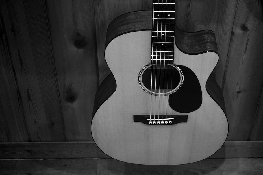 pared, pantalla, blanco y negro, guitarra, cuerda, tienda, acústico, instrumento musical, Instrumento de cuerda, música