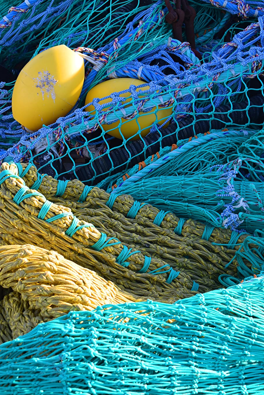 texture, net, fishing, mesh, color, float, harbour, fishing net, blue, rope