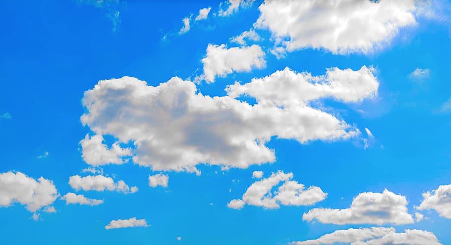 background, beautiful, blue, blue-sky, bright, cloud, cloudscape, horizontal, nature, puffy