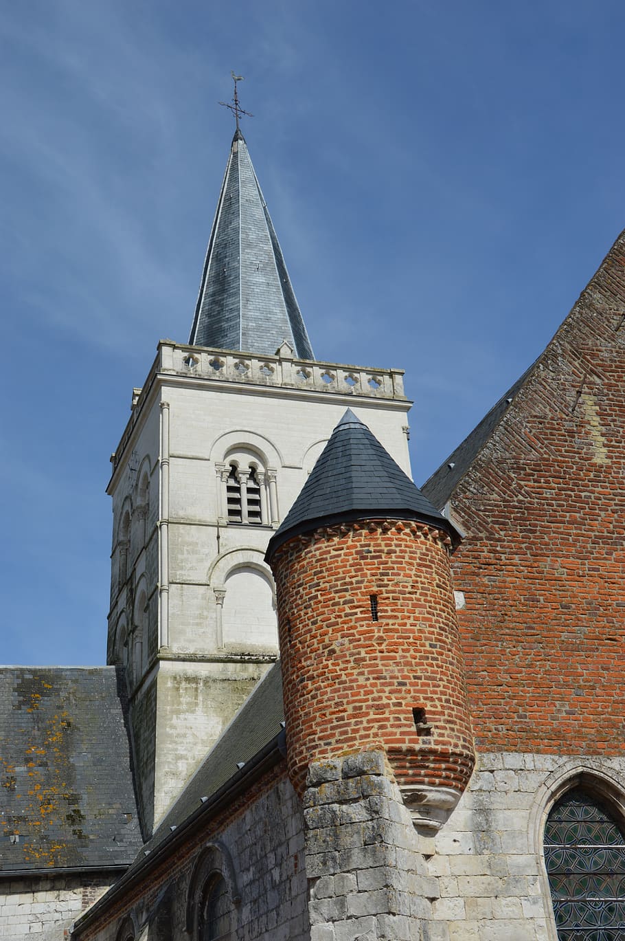 iglesia, campana, torre, iglesia de san nicolás, ecques, torre románica, era gótica, región nord pas-de-calais, francia, siglo xii