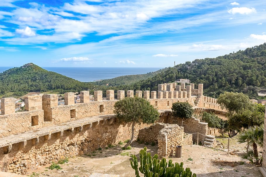 mallorca, capdepera, view from a castle, city, panorama, travel, architecture, tourism, urban landscape, antiquity