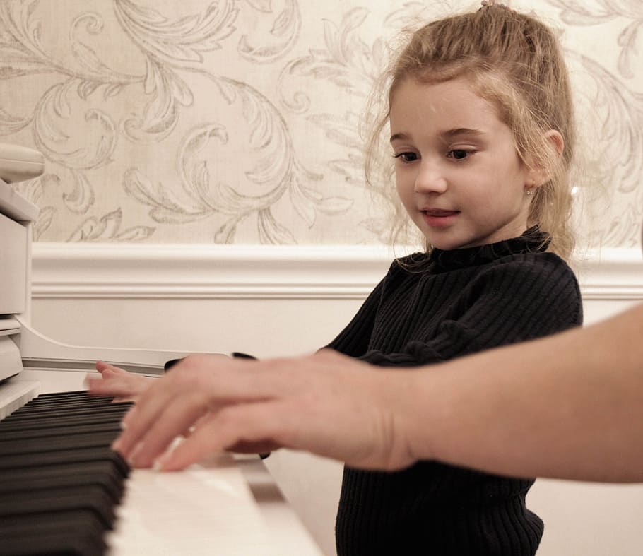 baby, girl, cute, portrait, childhood, people, kids, person, study, piano