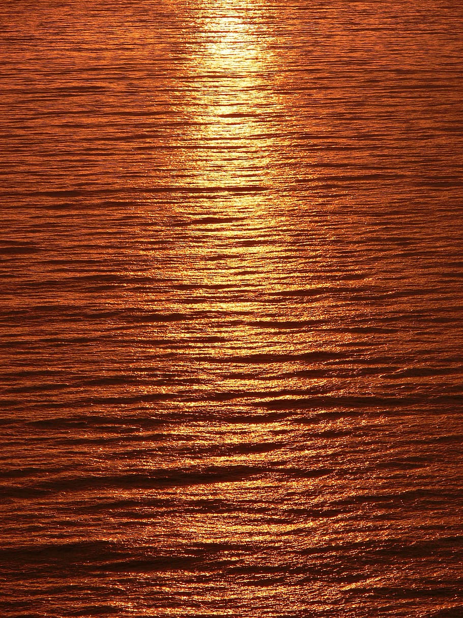 streak, light, sunset, reflected, calm sea, sea, peaceful, backgrounds, pattern, full frame