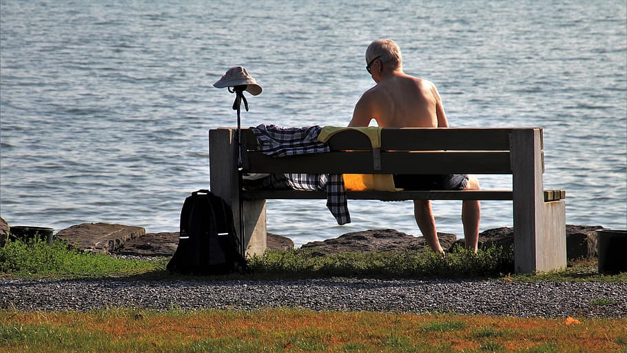 bench, seat, relaxation, one, water, lake, contemplation, rest, meeting, sit