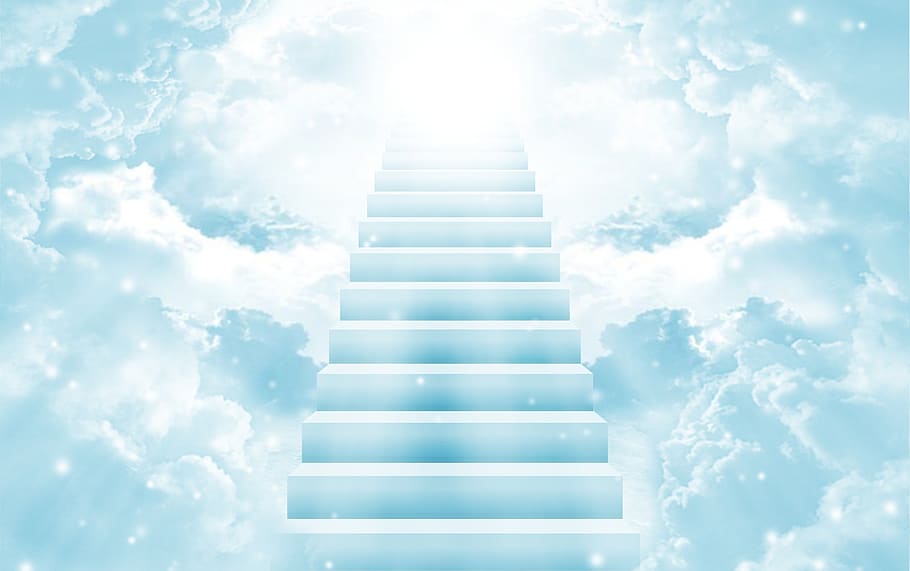 иисус, бог, святой дух, библия, евангелие, небеса, небо, воздух, лестница, шаги