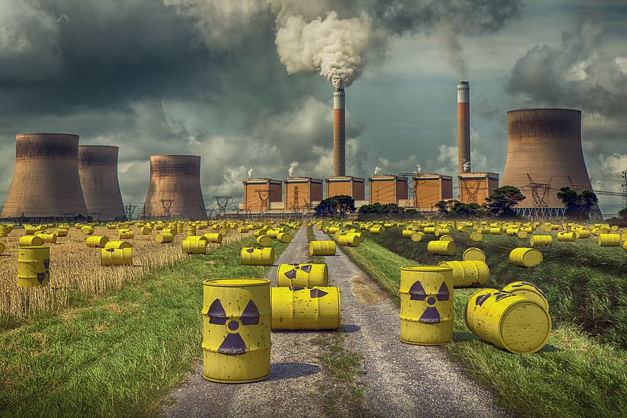 nuclear, central, energía, radiación, chimenea, contaminación, planta, fábrica, industria, estructura física de humo
