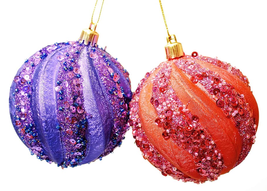 bola, bugiganga, bolas, enfeites, vermelho, comemorar, natal, dezembro, decoração, festivo