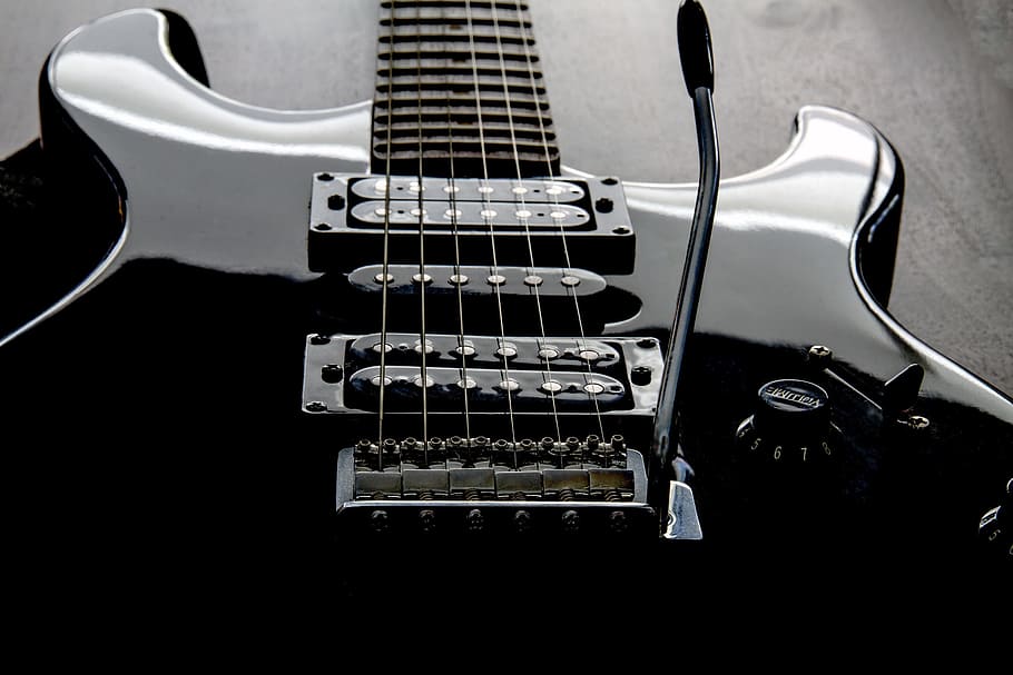 black guitar, various, black, guitar, music, musical instrument, string instrument, musical equipment, string, musical instrument string