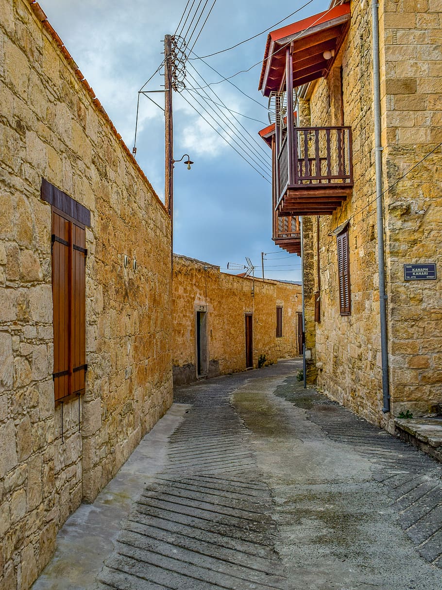 cyprus, arsos, village, street, houses, architecture, traditional, stone, backstreet, troodos