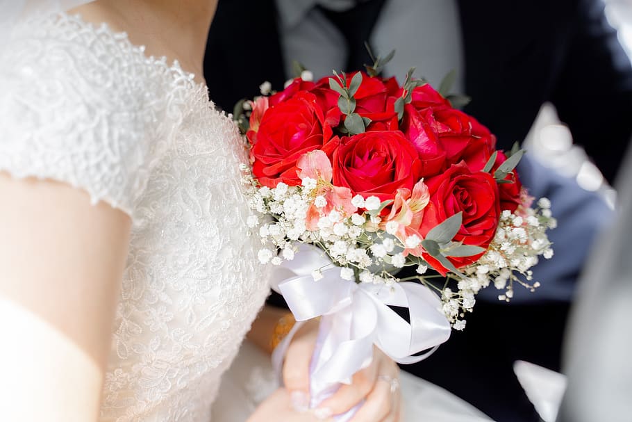casamento, noivo, flor, planta com flores, evento, noiva, celebração, recém-casado, vestido de noiva, eventos da vida