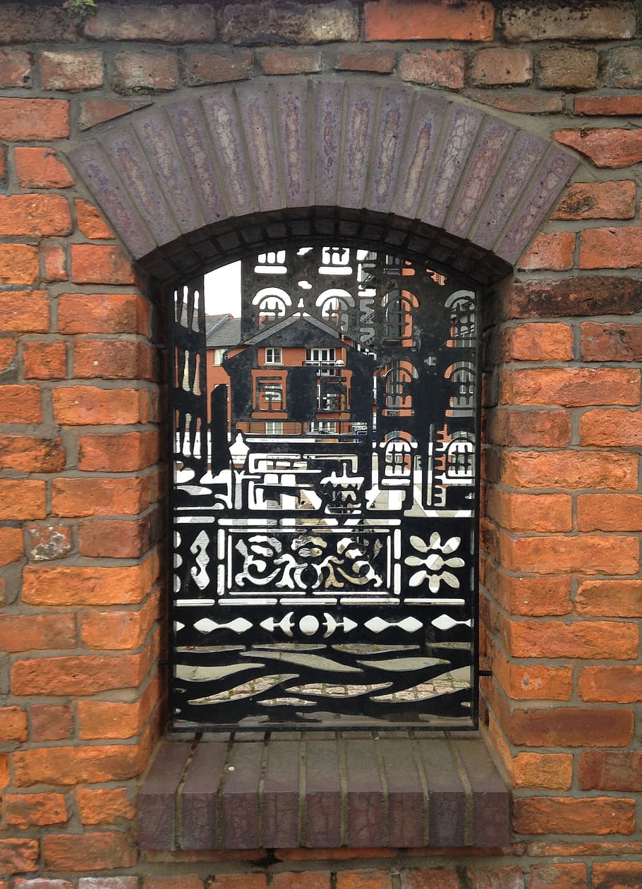 original, archway, modern, ironwork, detailing, canal basin, ducie street, manchester., arch window, canal