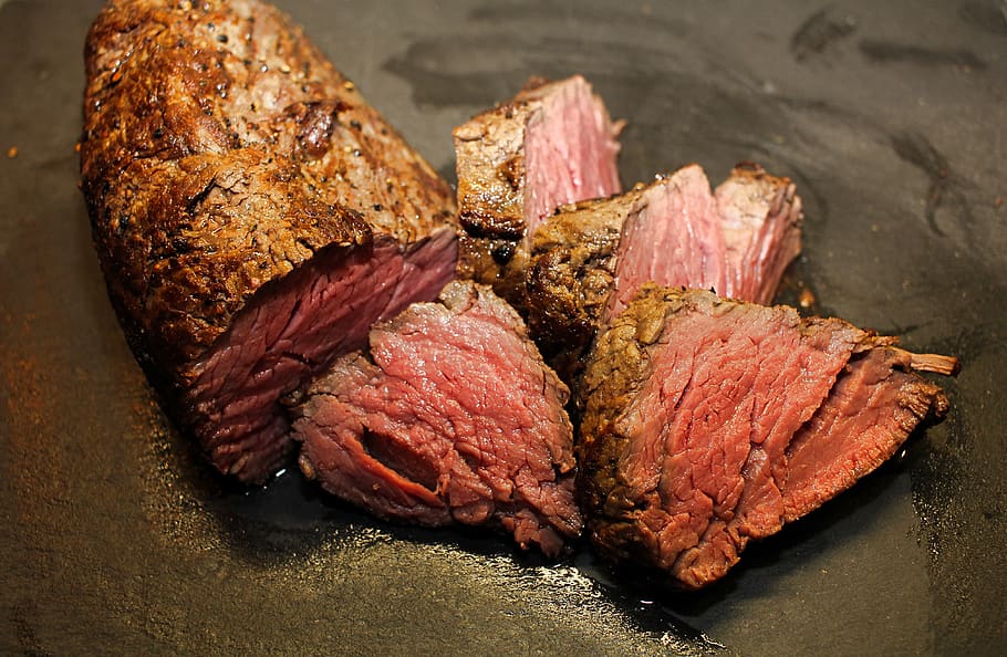 fillet of beef, fillet, steak, meat, beef, meal, protein, dinner, grill, fry
