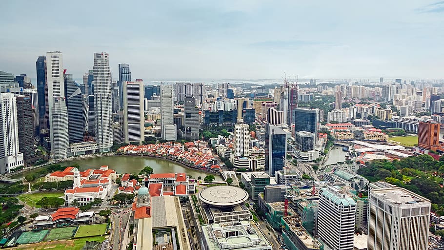 singapore, singapore river, architecture, skyscraper, urban, bank, financial district, offices, city, business