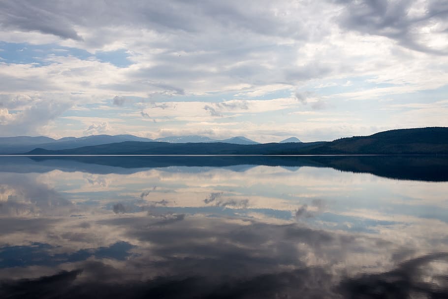 lake, water, mountain, horizon, sky, clouds, reflection, cloud - sky, scenics - nature, beauty in nature